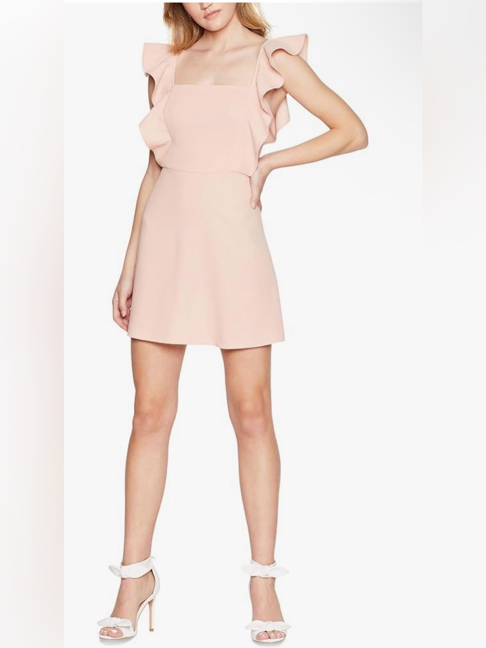BCBG Paris Rose Quartz Ruffle Sleeve Mini Dress NWT Size Large 12/14